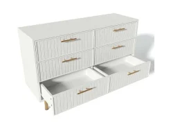 ModernLuxe Ladekast-Ladekast Versierd Met Verticale Strepen - 6 Lades - Wit