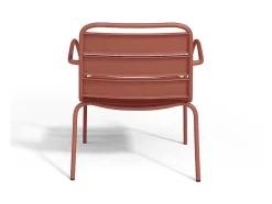 MYLIA Loungeset-Lage Opstapelbare Tuinfauteuil + Voetensteun - Metaal - Terracotta - Mirmande