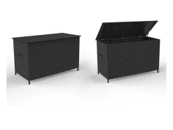 Vente-unique Tuinopslag-Lamar Tuintoebehor Kussen Opbergbox Met Wielen Zwart.