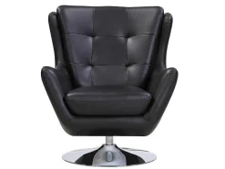 LINEA SOFA Fauteuil Leer-Leren Draaistoel Anaba - Zwart