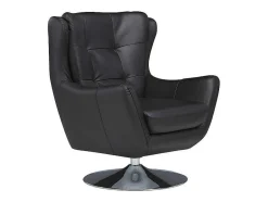 LINEA SOFA Fauteuil Leer-Leren Draaistoel Anaba - Zwart