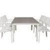 Vente-unique Tuinset-Levels Tuinmeubelset Tafel 100X160/240Cm En 6 Stoel Santorini Wit, Grijs.