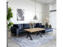 House Nordic Vierzitsbank-Lido Bank Met Chaise Longue Rechts Velours Donker Blauw.