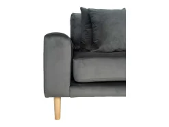 House Nordic Hoekbank-Lido Chaiselong Sofa Rechts Met 4 Kussens, Velour Grijs.