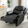 Vente-unique Fauteuil Kunstleer-Liggende Relaxfauteuil Met Verstelbare Handvoetsteun, Bekleding Van Zwart Kunstleer
