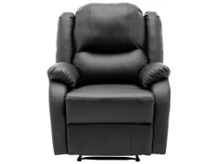Vente-unique Fauteuil Kunstleer-Liggende Relaxfauteuil Met Verstelbare Handvoetsteun, Bekleding Van Zwart Kunstleer
