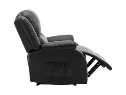 Vente-unique Fauteuil Kunstleer-Liggende Relaxfauteuil Met Verstelbare Handvoetsteun, Bekleding Van Zwart Kunstleer