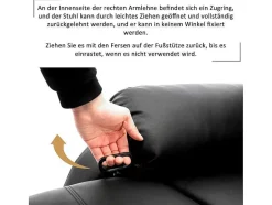 Vente-unique Fauteuil Kunstleer-Liggende Relaxfauteuil Met Verstelbare Handvoetsteun, Bekleding Van Zwart Kunstleer