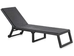 Vente-unique Ligstoel-Ligstoel Met Gevlochten Effect Canberra - Zonder Matras - Grijs