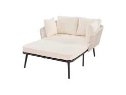 ModernLuxe Ligstoel-Ligstoel, Tuinbank - Gegalvaniseerd Staal En Gevlochten Touw - 2 Plaatsen - Beige