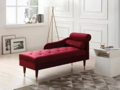Vente-unique Chaise Longue-Linkse Chaise Longue Van Bordeaux-Rood Velours Umari