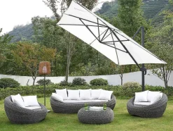 MYLIA Loungeset-Loungeset Van Geweven Hars - Grijs - Zitbank, 2 Fauteuils En Salontafel - Whiteheaven