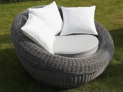 MYLIA Loungeset-Loungeset Van Geweven Hars - Grijs - Zitbank, 2 Fauteuils En Salontafel - Whiteheaven
