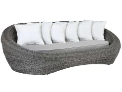 MYLIA Loungeset-Loungeset Van Geweven Hars - Grijs - Zitbank, 2 Fauteuils En Salontafel - Whiteheaven