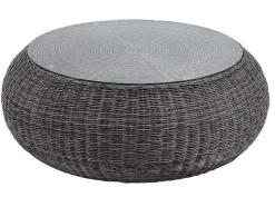 MYLIA Loungeset-Loungeset Van Geweven Hars - Grijs - Zitbank, 2 Fauteuils En Salontafel - Whiteheaven