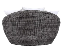 MYLIA Loungeset-Loungeset Van Geweven Hars - Grijs - Zitbank, 2 Fauteuils En Salontafel - Whiteheaven