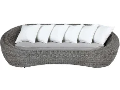 MYLIA Loungeset-Loungeset Van Geweven Hars - Grijs - Zitbank, 2 Fauteuils En Salontafel - Whiteheaven