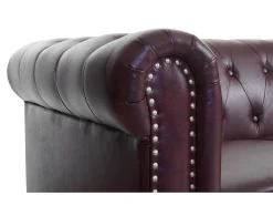 Vente-unique Kunstleren Zitbank-Luxe 2-Zitsbank Edinburgh, Ronde Poten, Roodbruin