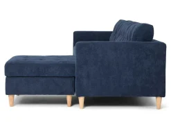 Vente-unique Modulair-Marino Bank, Chaise Longue Naar Rechts Of Links Gedraaid In Fluweel Blauw.