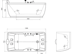 Shower & Design Massagebad-Massagebad - 1 Persoon - 150 X 75 X 59 Cm - Hoek Rechts - Gavino