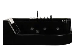 Shower & Design Massagebad-Massagebad Met Glazen Wand Aria Zwart - Persoons - 170*80*57Cm - Linkse Hoek