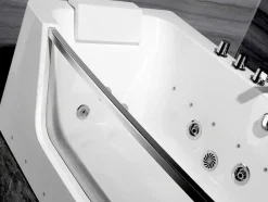 Shower & Design Massagebad-Massagebad Met Glazen Wand En Ledverlichting Dyona - 260L - 1 Persoon - 170*85*58Cm - Balneo Therapie