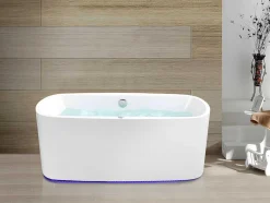 Shower & Design Vrijstaand Bad-Massagebad Met Ledverlichting - Balneo Therapie Sirgao - 1 Persoon - 155L - 75X150Cm - Zwart
