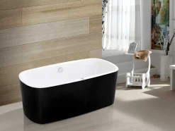 Shower & Design Vrijstaand Bad-Massagebad Met Ledverlichting - Balneo Therapie Sirgao - 1 Persoon - 155L - 75X150Cm - Zwart