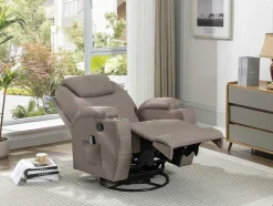 Vente-unique Fauteuil Stof-Massagefauteuil Silvano In Stof - Taupe