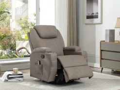 Vente-unique Fauteuil Stof-Massagefauteuil Silvano In Stof - Taupe