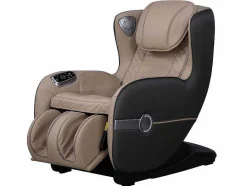 Vente-unique Fauteuil Kunstleer-Massagestoel Kasou Van Kunstleer Met Led-Verlichting - Met Bluetooth - Beige