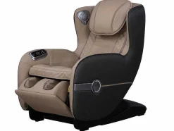Vente-unique Fauteuil Kunstleer-Massagestoel Kasou Van Kunstleer Met Led-Verlichting - Met Bluetooth - Beige