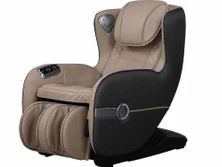 Vente-unique Fauteuil Kunstleer-Massagestoel Kasou Van Kunstleer Met Led-Verlichting - Met Bluetooth - Beige