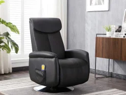 Vente-unique Fauteuil Kunstleer-Massagestoel Kostas Van Kunstleer - Zwart