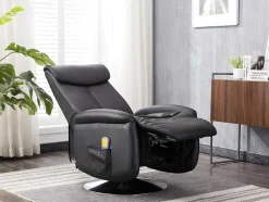Vente-unique Fauteuil Kunstleer-Massagestoel Kostas Van Kunstleer - Zwart
