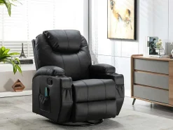 Vente-unique Fauteuil Kunstleer-Massagestoel Van Kunstleer Silvano - Zwart