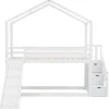 ModernLuxe Kinderbed Stapelbed-Massief Grenen Stapelbed 90X200Cm - Met Opbergtrap En Glijbaan - Wit