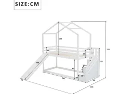 ModernLuxe Kinderbed Stapelbed-Massief Grenen Stapelbed 90X200Cm - Met Opbergtrap En Glijbaan - Wit