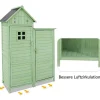 Vente-unique Tuinhuis-Massief Houten Tuinhuis Met Pvc Schuin Dak - 2 Planken 3 Klapdeuren - L118 X D54 X H173 Cm - Groen