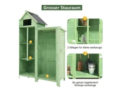 Vente-unique Tuinhuis-Massief Houten Tuinhuis Met Pvc Schuin Dak - 2 Planken 3 Klapdeuren - L118 X D54 X H173 Cm - Groen