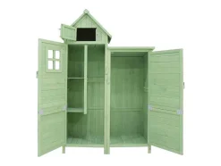 Vente-unique Tuinhuis-Massief Houten Tuinhuis Met Pvc Schuin Dak - 2 Planken 3 Klapdeuren - L118 X D54 X H173 Cm - Groen