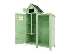 Vente-unique Tuinhuis-Massief Houten Tuinhuis Met Pvc Schuin Dak - 2 Planken 3 Klapdeuren - L118 X D54 X H173 Cm - Groen