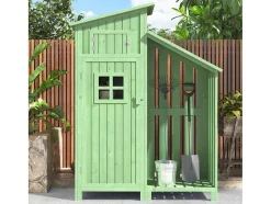 Vente-unique Tuinhuis-Massief Houten Tuinhuis Met Pvc Schuin Dak - 2 Planken 3 Klapdeuren - L124 X D46 X H174 Cm - Groen