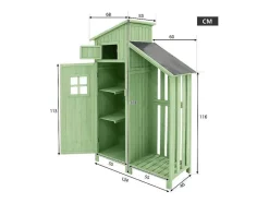 Vente-unique Tuinhuis-Massief Houten Tuinhuis Met Pvc Schuin Dak - 2 Planken 3 Klapdeuren - L124 X D46 X H174 Cm - Groen