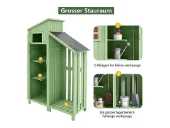 Vente-unique Tuinhuis-Massief Houten Tuinhuis Met Pvc Schuin Dak - 2 Planken 3 Klapdeuren - L124 X D46 X H174 Cm - Groen