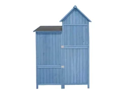 Vente-unique Tuinhuis-Massief Houten Tuinhuis Met Pvc Schuin Dak - 2 Planken 3 Klapdeuren - L118 X D54 X H173 Cm - Blauw