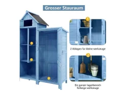 Vente-unique Tuinhuis-Massief Houten Tuinhuis Met Pvc Schuin Dak - 2 Planken 3 Klapdeuren - L118 X D54 X H173 Cm - Blauw