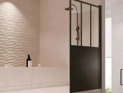 Shower & Design Badscherm-Mat Zwart Badscherm - 80 X 140 Cm - Urbanik