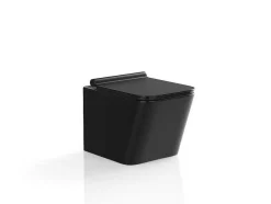 Vente-unique Hangend Toilet-Mat Zwarte Hang-Wc Van Keramiek Zonder Rand - Clemona