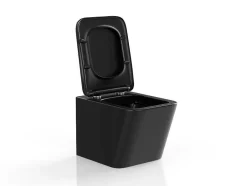 Vente-unique Hangend Toilet-Mat Zwarte Hang-Wc Van Keramiek Zonder Rand - Clemona